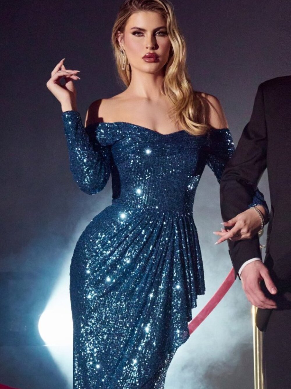 NEW LAPIS BLUE Evening Gown Floor Length Formal Elegant Stunning CH135